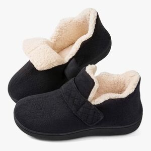Plush Black Women's Slippers with Cream Lining